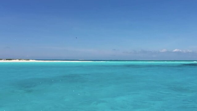 POV Sailing  on Caribbean sea water to WHITE ISLAND, LOS ROQUES, texture water