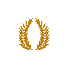 Golden laurel wreath isolated on white background