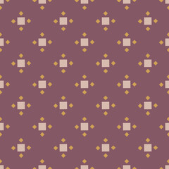 Seamless geometric pattern with light squares on violet background. Vector print for fabric background