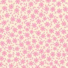 Marvelous floral pattern. Seamless vector texture. An elegant template for fashionable prints. Print with pink flowers and leaves .light background.