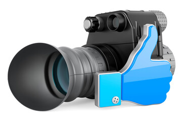 Night vision monocular with like icon. 3D rendering