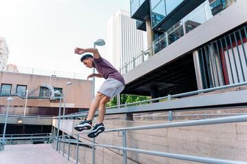 Practicing Parkour in the Street