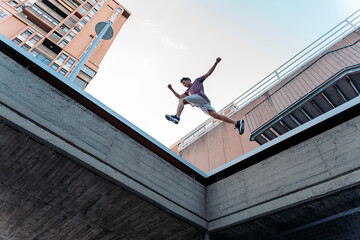 Cool Man Doing Parkour Portrait