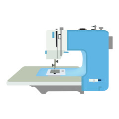 Sewing machine. Vector drawing. Blue. Transparent background.