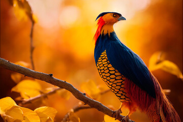 Rare blue and yellow bird