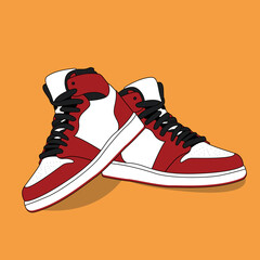 Shoes vector of casual shoes,vector design, using lineart and colors