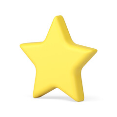 Shiny yellow five pointed star diagonal placed award badge isometric achievement 3d icon