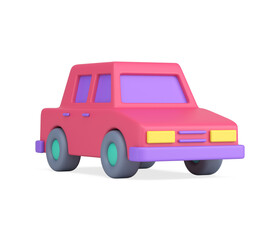 Pink retro sedan automobile traffic driving city speed transportation urban car 3d icon