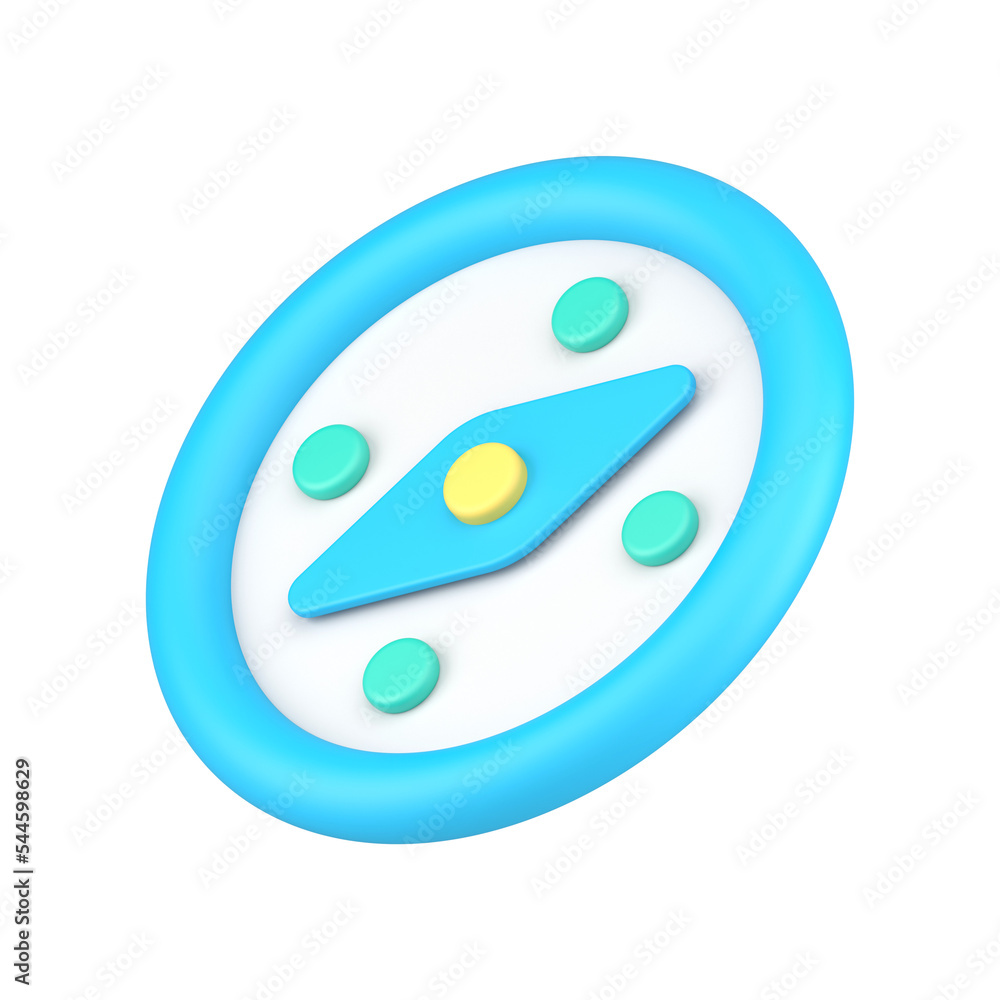Poster rounded simple compass badge blue diagonal placed internet notification 3d realistic icon