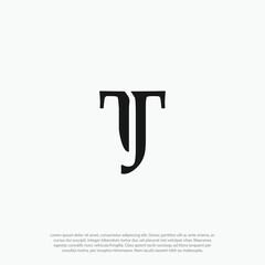 TJ or JT Lettering Initial Logo Design Template Vector for business