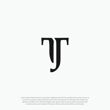 TJ or JT Lettering Initial Logo Design Template Vector for business