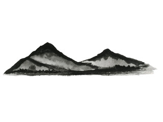 Asian painting abstract ink landscape mountain fog .Traditional chinese. asia art style.png.	 - 544599297
