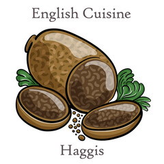 Freshly cooked haggis close-up, Scottish tradition food