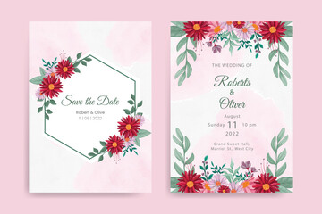 Obraz premium Elegant hand drawing wedding invitation floral design