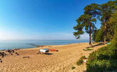 The sandy shore of the Gulf of Finland in the Repino area.