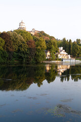 River Po in Turin (Italy), in background Monte dei Cappuccini where there is the church Santa Maria al Monte