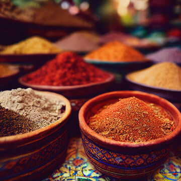 Colorful spices powders