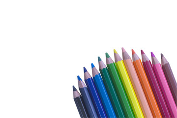 Color pencil isolated on white background. top view. School supplies.