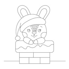 Cute Cartoon Little Rabbit in Santa Claus Costume