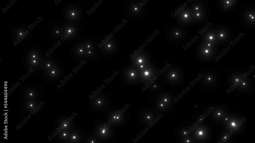 Poster glowing twinkle star moving in sky, stars moving on space, animation of blinking stars moving on bla