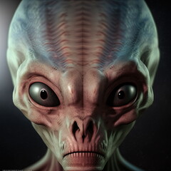 Obraz premium Alien creature creepy Portrait 3D illustration with dramatic lighting closeup zoom shot, reflecting the cultural heritage of another world