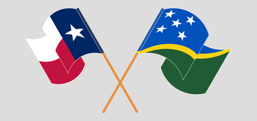 Crossed and waving flags of The State of Texas and Solomon Islands