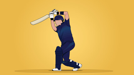 Beautiful Cricket shot by a Batsman Cover Drive in the cricket championship Vector illustration