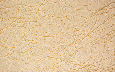 Brown background from decorative plaster with abstract spots. Unusual beige wall texture with beautiful patterns, creative surface background. Front covering for facing of buildings.