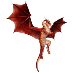 Naklejka premium 3D Rendering Fairy Tale Dragon on White