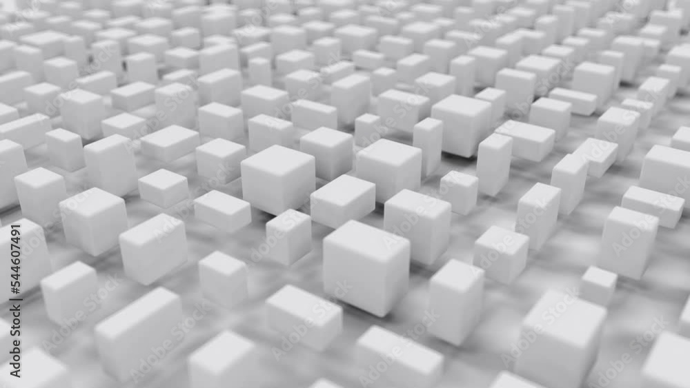 Poster white 3d cuboids random move - abstract geometric bg - loop video