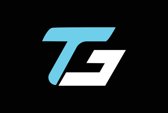 TG Letter Logo Design. Initial letters TG logo icon with black background.