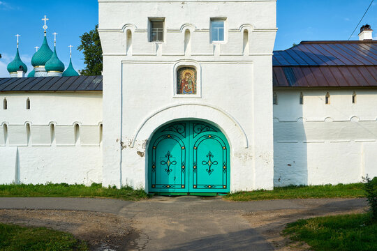 Closed gates of the Tolga convent in Yaroslavl