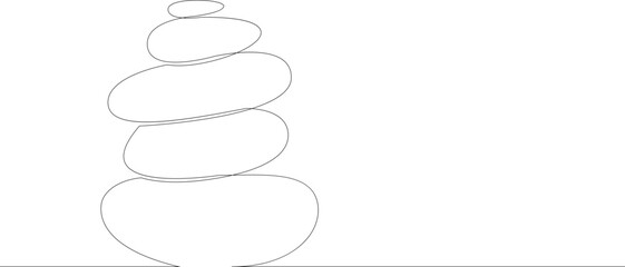 Continuous one line drawing of stacked stones. Vector illustration.