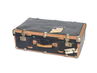 old brown leather vintage suitcase transparant background