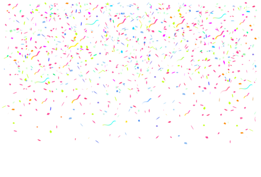 Colorful confetti isolated on transparent background.