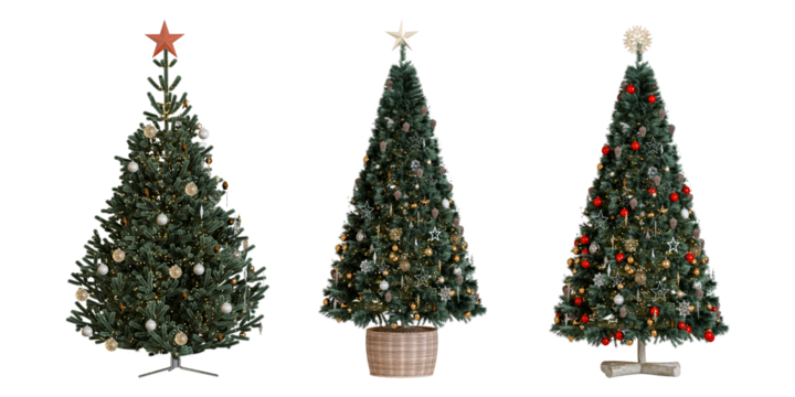 decorated christmas tree isolated
