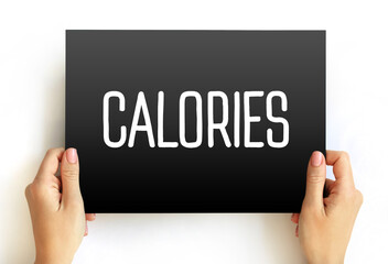 Calories text on card, concept background