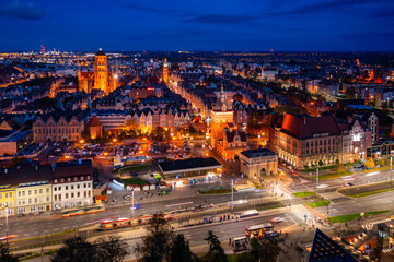 The Main Town of Gdansk at dusk, Poland