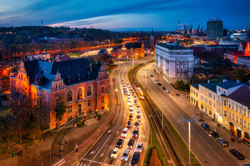 Fototapeta na wymiar The Main Town of Gdansk at dusk, Poland