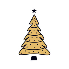 Flat hand drawn christmas tree vector illustration