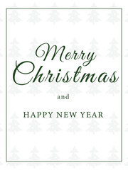 Merry christmas and happy new year postcard with christmas trees in green colors.