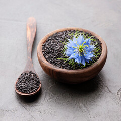 Cumin seed with nigella sativa flower