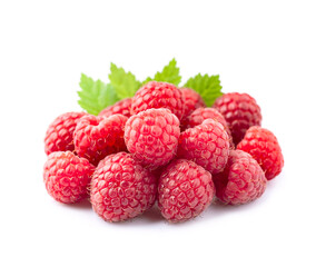 Sweet raspberry closeup on white backgrounds.