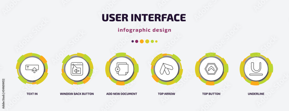 Poster user interface infographic template with icons and 6 step or option. user interface icons such as te