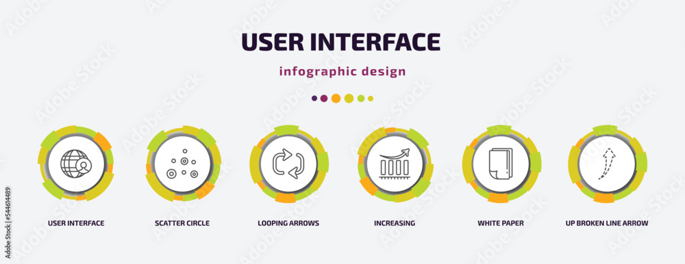 Poster user interface infographic template with icons and 6 step or option. user interface icons such as us