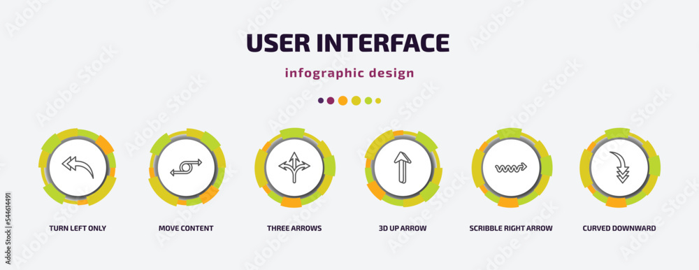 Poster user interface infographic template with icons and 6 step or option. user interface icons such as tu
