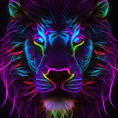 Psychedelic UV Neon Lion