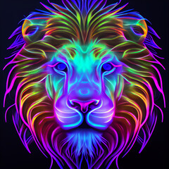 Fototapeta na wymiar Psychedelic UV Neon Lion