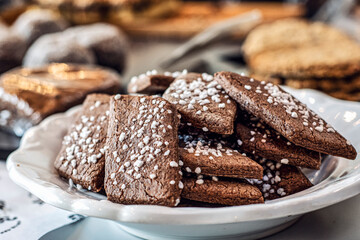 Delicious organic, healthy pastries made in Serbian bakery. Selective focus.