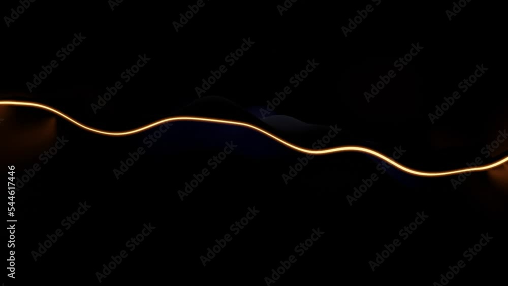 Poster wavy dark surface with luminous edge. looped animation. 3d render